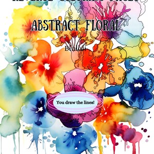 Página para colorear floral abstracta al revés: 31 diseños de acuarela de flores y hojas, perfectos para arteterapia para adultos. imagen 2