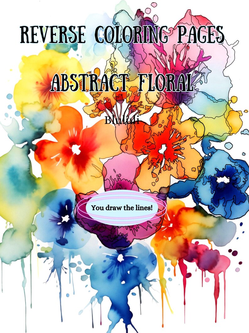 Página para colorear floral abstracta al revés: 31 diseños de acuarela de flores y hojas, perfectos para arteterapia para adultos. imagen 2