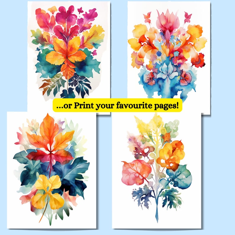 Reverse coloring pages, abstract floral art