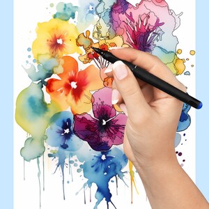 Reverse coloring pages, abstract floral art