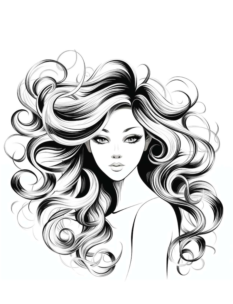 Global Hairstyles Coloring Pages Collection by Blululi - Etsy