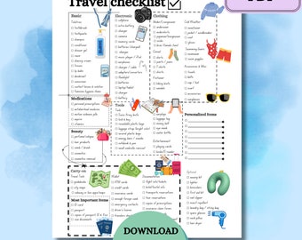Ultimate Travel Checklist PDF: Pack Like a Pro for Your Next Adventure! Travel Suitcase, Travel Planning, Gift for Travel Destinations