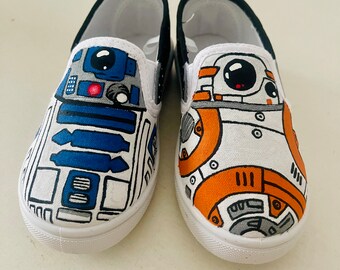 Star Wars, BB8 and R2D2 Custom Character Themed, Hand Painted Shoes!