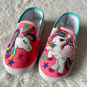 Custom Painted Unicorn Shoes, Children’s Unicorn party shoes
