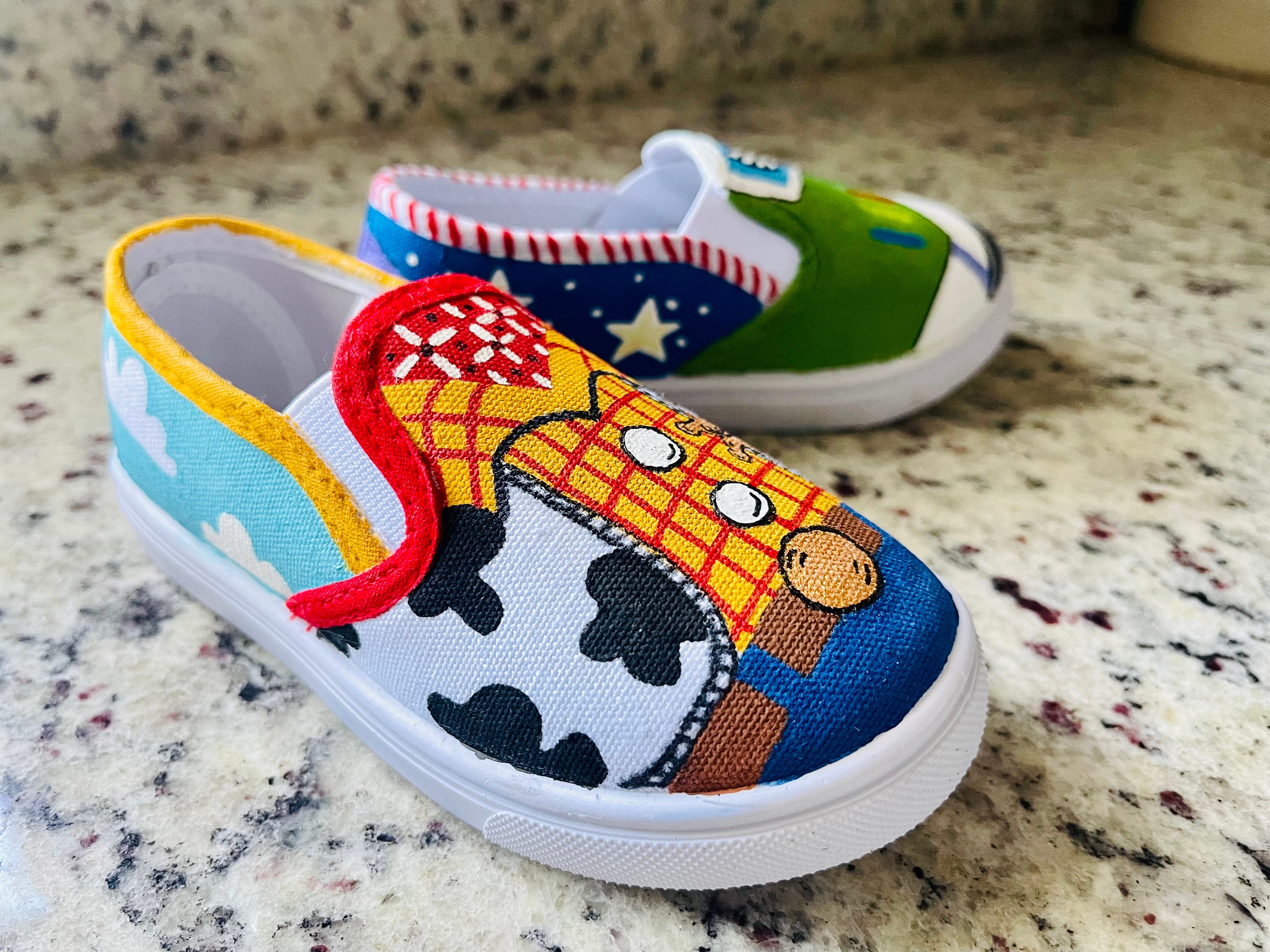 Toy Story Character Shoes Woody And Buzz Custom Painted Etsy Toy Story Character Shoes Woody And Buzz Custom Painted Etsy
