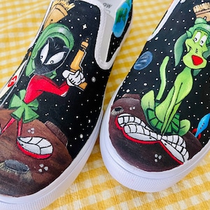 Zapatos pintados personalizados de Marvin el Marciano, zapatos pintados de Looney Tunes para adultos