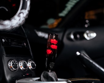 Deadly Red Roses - Flower Shift Knob 6" | Universal Manual Car Shifter
