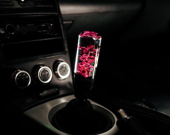 Manopla de câmbio Sakura Clear Flower de 6" | Alavanca de câmbio manual universal para carros com estampa de flor de cerejeira