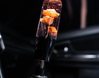 Flaked Peach Rose - Flower Shift Knob 6" | Universal Manual Car Shifter