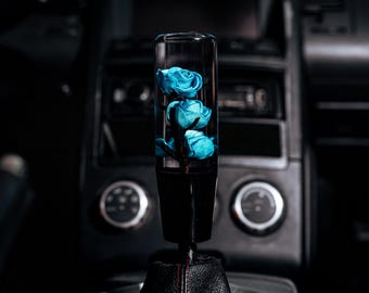 Blue Clear Roses Shift Knob | Universal Manual Shift Knob