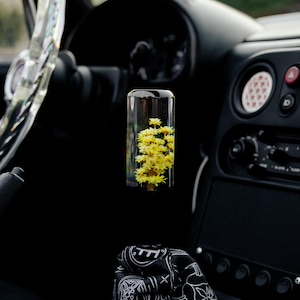 Tournesols jaunes - Pommeau de levier de vitesse en forme de fleur de 6 po. | Levier de vitesse manuel universel roses