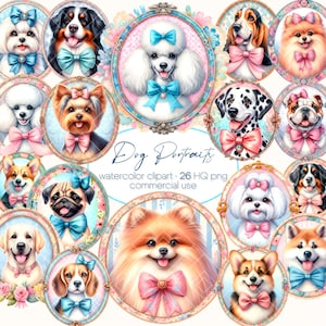 Cute Dog Clipart Bundle, Cute Dog Portraits, Quirky Dog Clipart, Cartoon Animals, Cute Animals Clipart, Digital Print, Cute Clipart