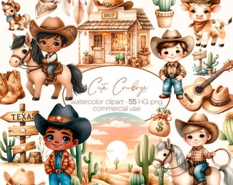 Baby Boy Cowboy Clipart, Cute Cowboy Clipart, Brown Cowboy PNG, Baby Horse, Cowboy PNG, Cowboy Boots, Western Clipart, Baby Shower