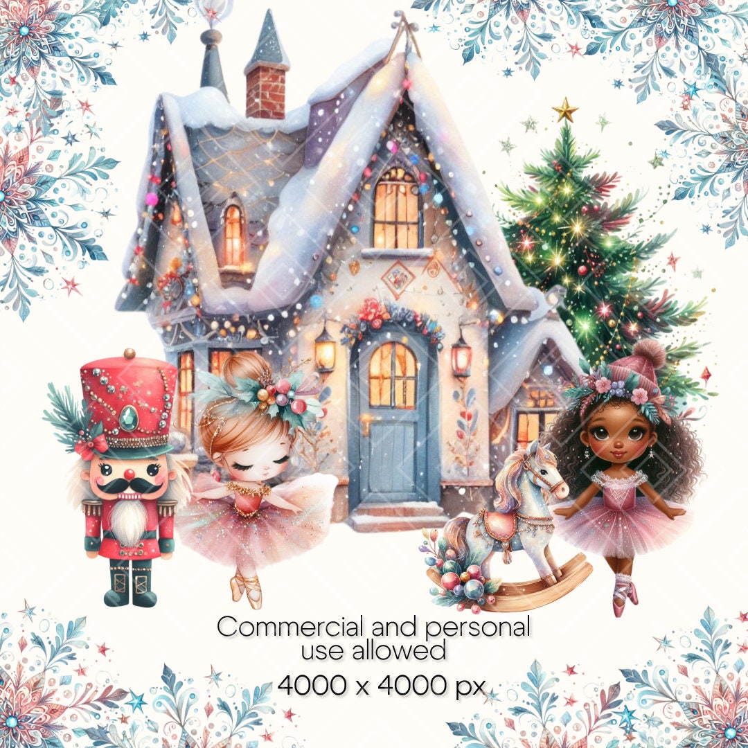 Nutcracker Clipart, Christmas Clipart, Ballerina Clipart, Fairytale
