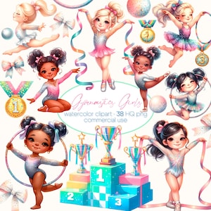 Clipart di ginnastica, Clipart di palestra, Ginnasta, Nastro, Clipart di ragazze ginnaste, Ginnastica ritmica, Elementi di ginnastica, Trave di equilibrio, Palla