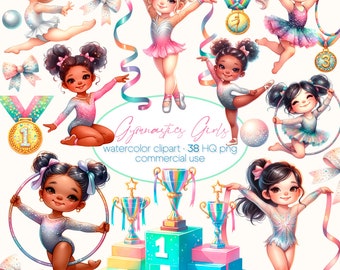 Gymnastics Clipart, Gym Clipart, Gymnast, Ribbon, Gymnastic Girls Clipart, Rhythmic Gymnastics, Gymnastics elements, Balance Beam, Ball