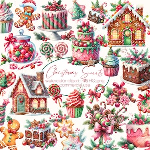 Weihnachten Süßigkeiten Clipart, Aquarell Weihnachtssüßigkeiten, Zuckerstange PNG, Weihnachts Cupcake, Lollipop, Weihnachtssüßigkeiten Clipart