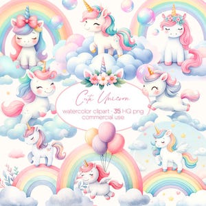 Eenhoorn aquarel clipart, schattige eenhoorn, eenhoorn png, baby eenhoorn, aquarel schattige kawaii eenhoorn clipartbundel