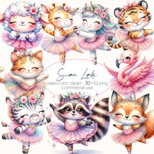 Roze ballerina clipart, Swan Lake clipart, aquarel ballerina clipart, schattig ballet clipart, ballerina png, zwaan png, commercieel gebruik