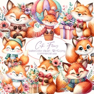 Schattige vos clipart, vos png, bosdier, aquarel vos, vos illustratie, decor babyshower, kinderkamer kunst, aquarel clipart