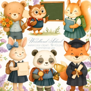Clipart de volta às aulas, Animais escolares PNG, Animais fofos de estudantes, Clipart escolar, Animais lendo, Clipart de animais fofos