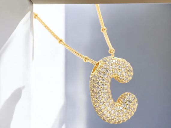 Custom Letter/Number Pendant Necklace - Cubic Zirconia Bling, Real
