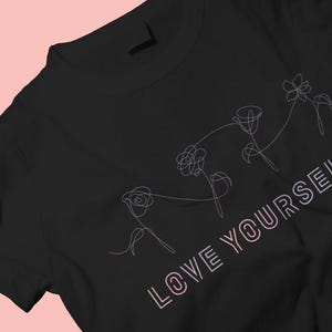 BTS Love Yourself Oversized T-Shirt Organic Tee K-Pop Fan Shirt Bangtan Merch Gift for ARMY Kpop Merchandise JungKook Jimin RM J-Hope Suga