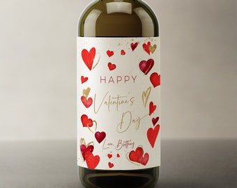 Happy valentine's day wine labels, valentine's day wine label, personalized valentines day gift, printable wine bottle labels template, P46