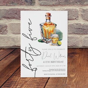 45th birthday invitation template, cheers to 45 years, adult birthday invitation, editable birthday cocktail party invite, any age, P35
