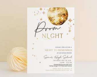 Prom night invites, prom party invite, editable school ball invite, school dance, prom party invitation template, prom send off invite, P47