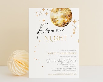 Prom night invites, prom party invite, editable school ball invite, school dance, prom party invitation template, prom send off invite, P47