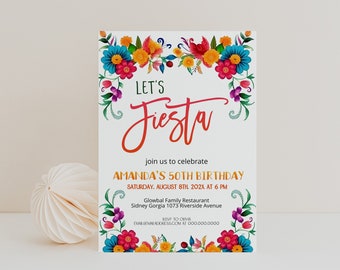 Fiesta Birthday Party invite, fiesta birthday invitation, lets fiesta printable, mexican invitation, EDITABLE  birthday invite template, P14