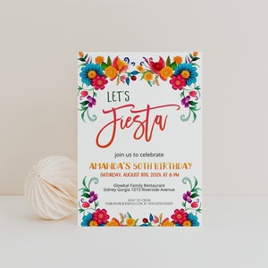 Fiesta Birthday Party invite, fiesta birthday invitation, lets fiesta printable, mexican invitation, EDITABLE  birthday invite template, P14