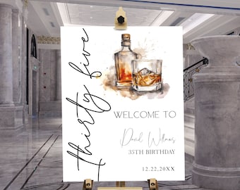 Editable birthday welcome sign template, adult 35th birthday welcome sign, printable welcome sign, birthday party decoration, any age, P35