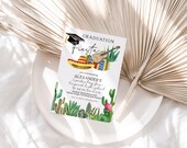 Graduation fiesta invitation template, editable mexican graduation invite, fiesta graduation invite, college graduation, class of 2025, P16