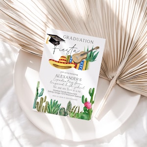 Graduation fiesta invitation template, editable mexican graduation invite, fiesta graduation invite, college graduation, class of 2025, P16