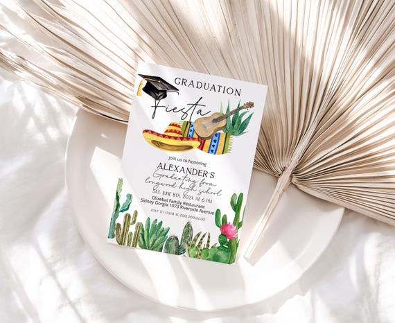 Graduation fiesta invitation template, editable mexican graduation invite, fiesta graduation invite, college graduation, class of 2025, P16
