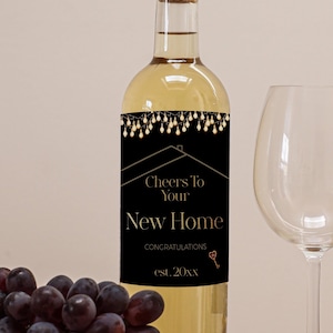 Cheers to your new home wine label, home sweet home label, housewarming gift tag, housewarming wine label, editable wine label template P290