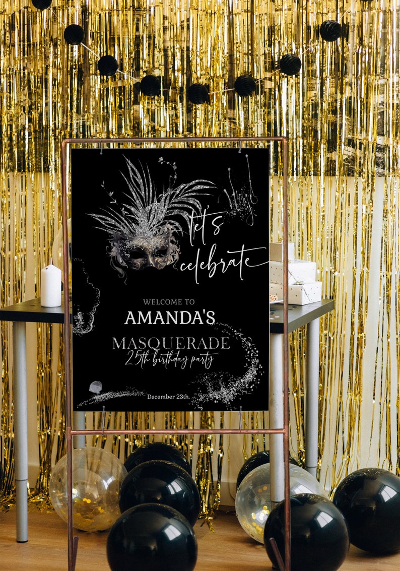 Masquerade Party Welcome Sign Template, Printable Masked Birthday ...