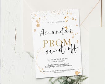 Prom send off invitation template, senior prom invite, editable prom party invite, school ball invite, school dance, prom party invite, P72