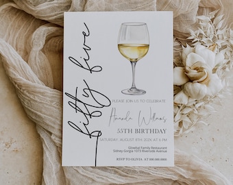 Editable Wine Birthday Invitation, Aged to Perfection, Winery Cocktail Party Template, P35