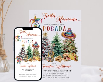 Spanish Christmas Posada Invitation, Editable Fiesta Mexicana Holiday Electronic Invite (Digital Download) P193