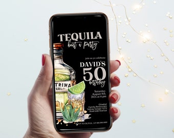 Tequila birthday party evite template, tequila birthday digital invite, printable mexican invite, editable  50th birthday party evite P17
