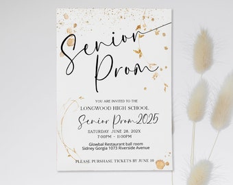 Prom party invite, senior prom invites, editable school ball invite, school dance, prom party invitation template, prom send off invite, P72