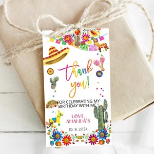 Fiesta favor tag, editable party favor, mexican theme party favor tag, birthday gift tags, fiesta thank you tag, printable tag label, P108