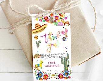 Fiesta favor tag, editable party favor, mexican theme party favor tag, birthday gift tags, fiesta thank you tag, printable tag label, P108