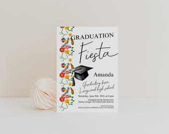 Fiesta Graduation Invitation Template: Mexican Floral Design (Digital Download) P167