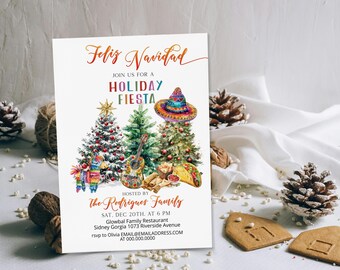 Feliz Navidad Fiesta Invitation Template (Digital Download) P193