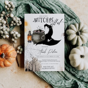 Witches night out halloween invitation template, witch birthday invite, adult halloween party, witches party invite, editable invite, P148