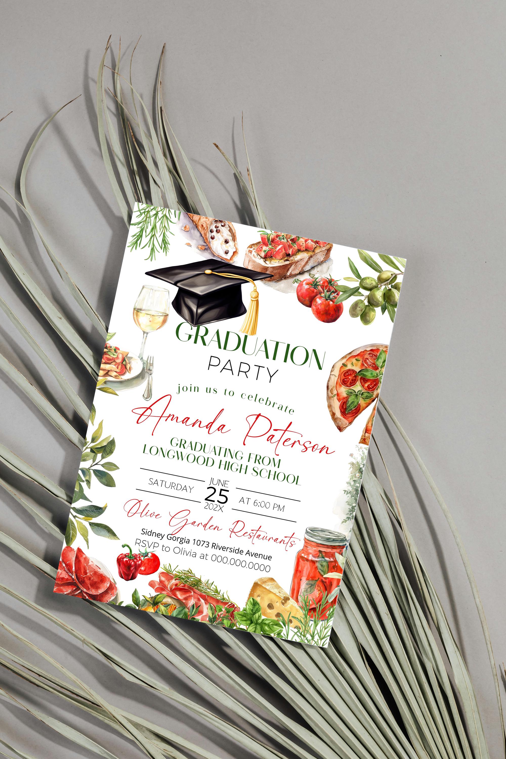 Graduation Party Invitation, Italian Theme, Announcement Invite, Class ...